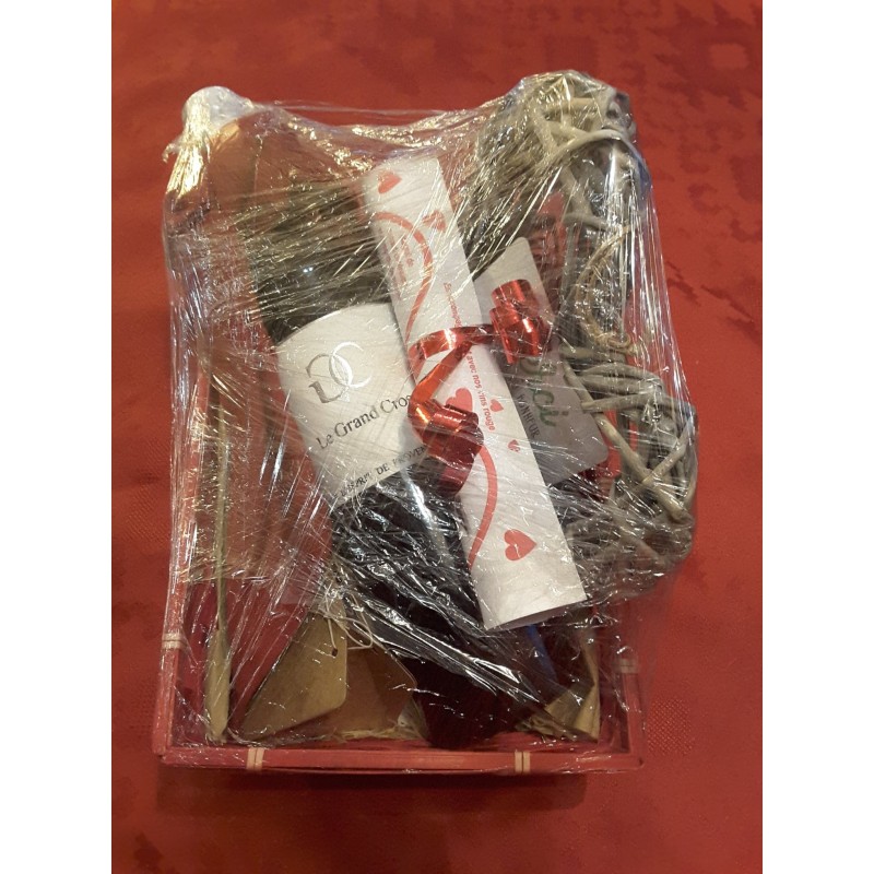 Saint Valentin panier vin rouge